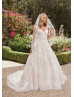 Beaded Ivory Floral Lace Tulle Stunning Wedding Dress